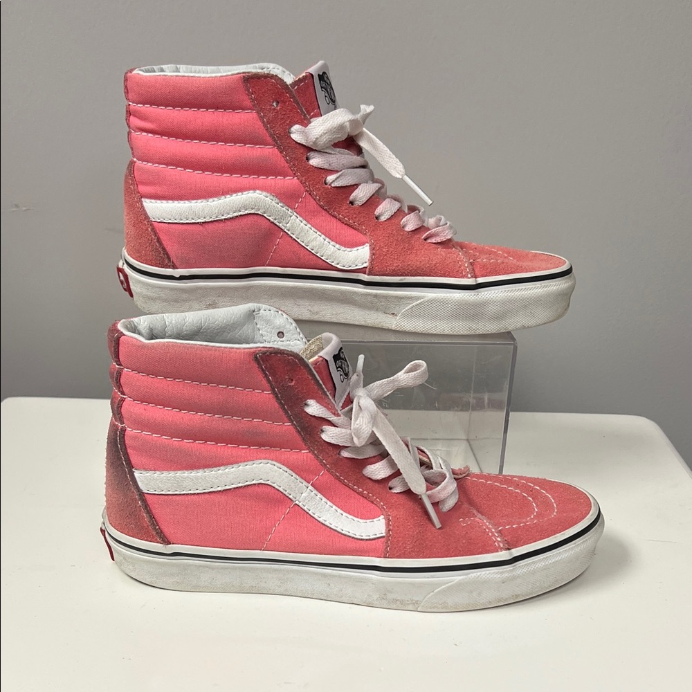 Vans Pink and White High-Top Sneakers